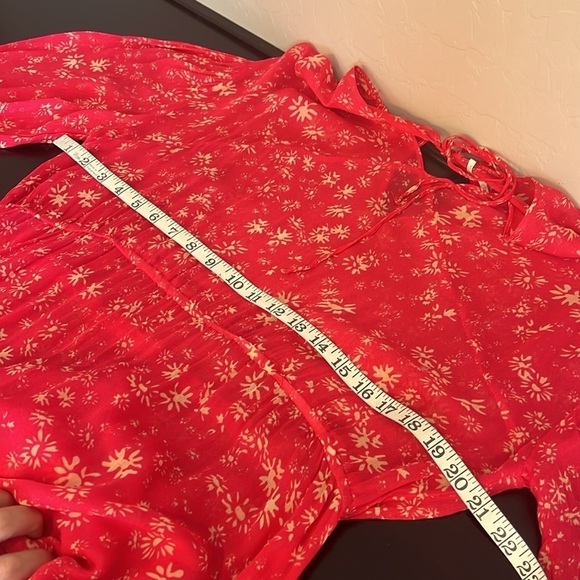 Free People Wallflower Floral Print Sheer lined Midi Dress, Raspberry Combo, XS - Picture 5 of 14